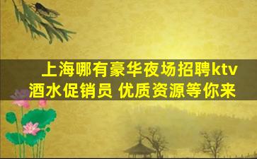 上海哪有豪华夜场招聘ktv酒水促销员 优质资源等你来